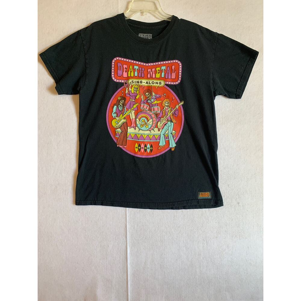 Steven Rhodes Death Metal T-Shirt Men's L Short Sleeve Sing Along Stereo Black